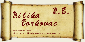 Milika Borkovac vizit kartica